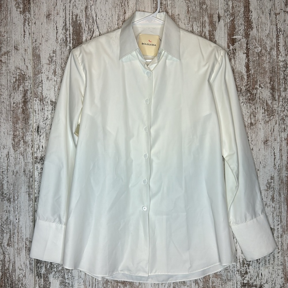 BOUGUESSA Anum Shoulder Padded Off-White Shirt Sz S - Picture 9 of 11